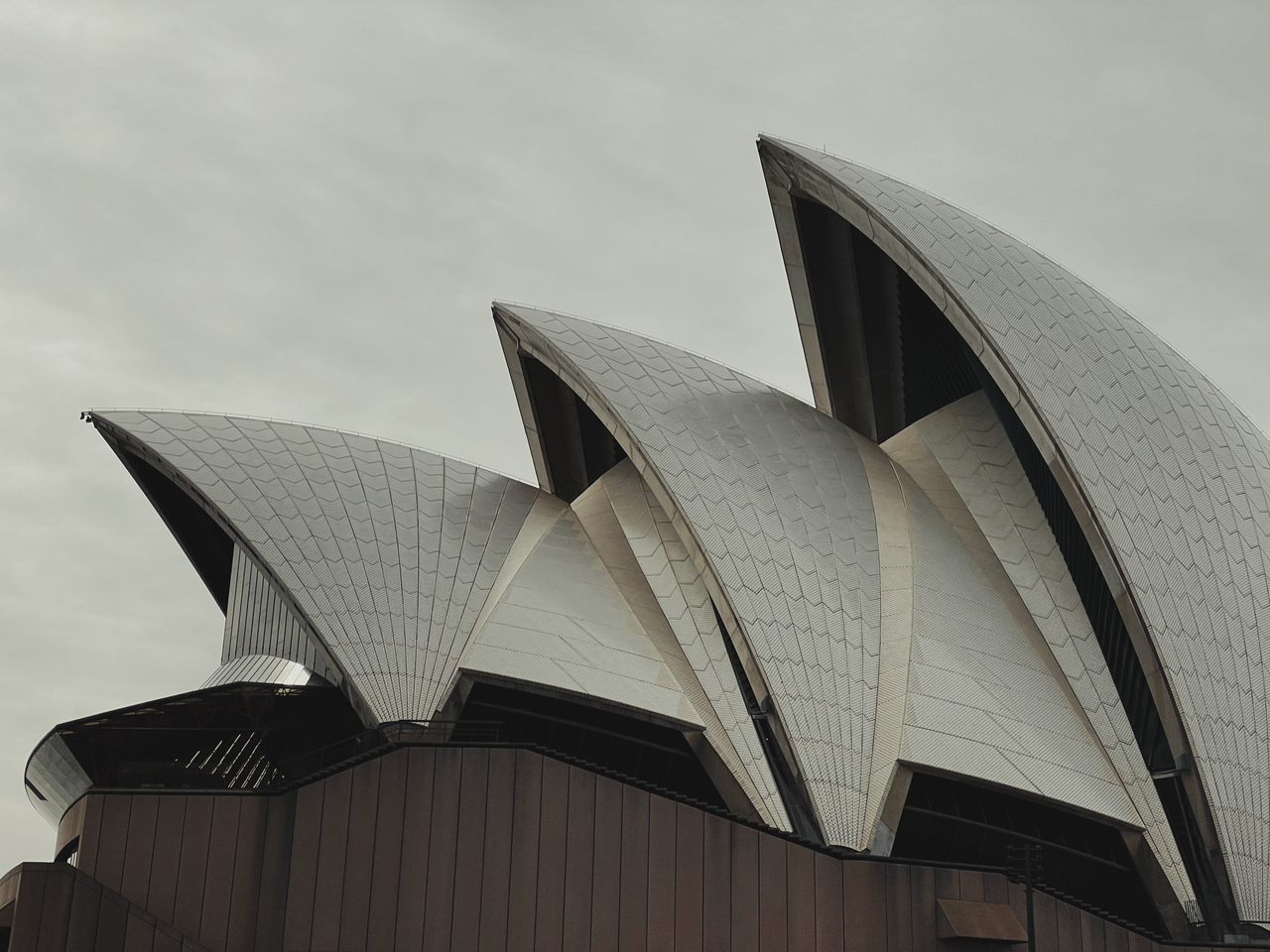 Close-up of the iconic Sydney Opera House architectural design in Australia.