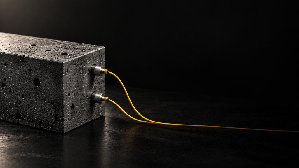 concrete block with yellow cables