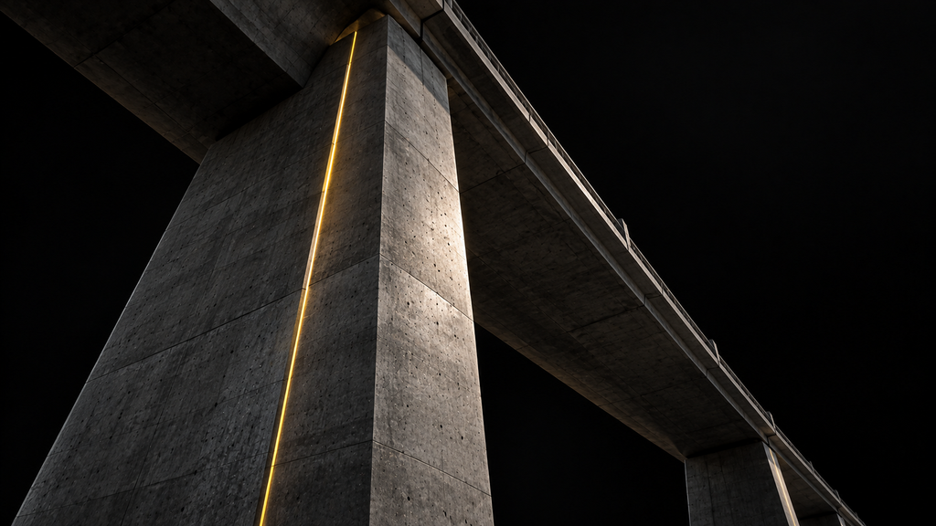 monolithic concrete bridge in the void